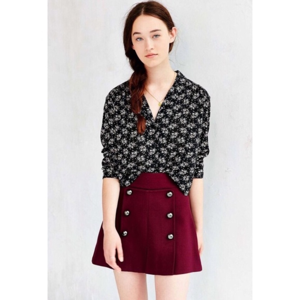 Urban Outfitters Cope Button Pleated Skirt Size 2